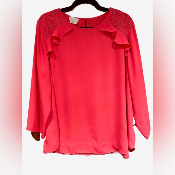 2/$15 - Bright Red Ruffle Blouse - Van Heusen Size XL - Picture 1 of 14